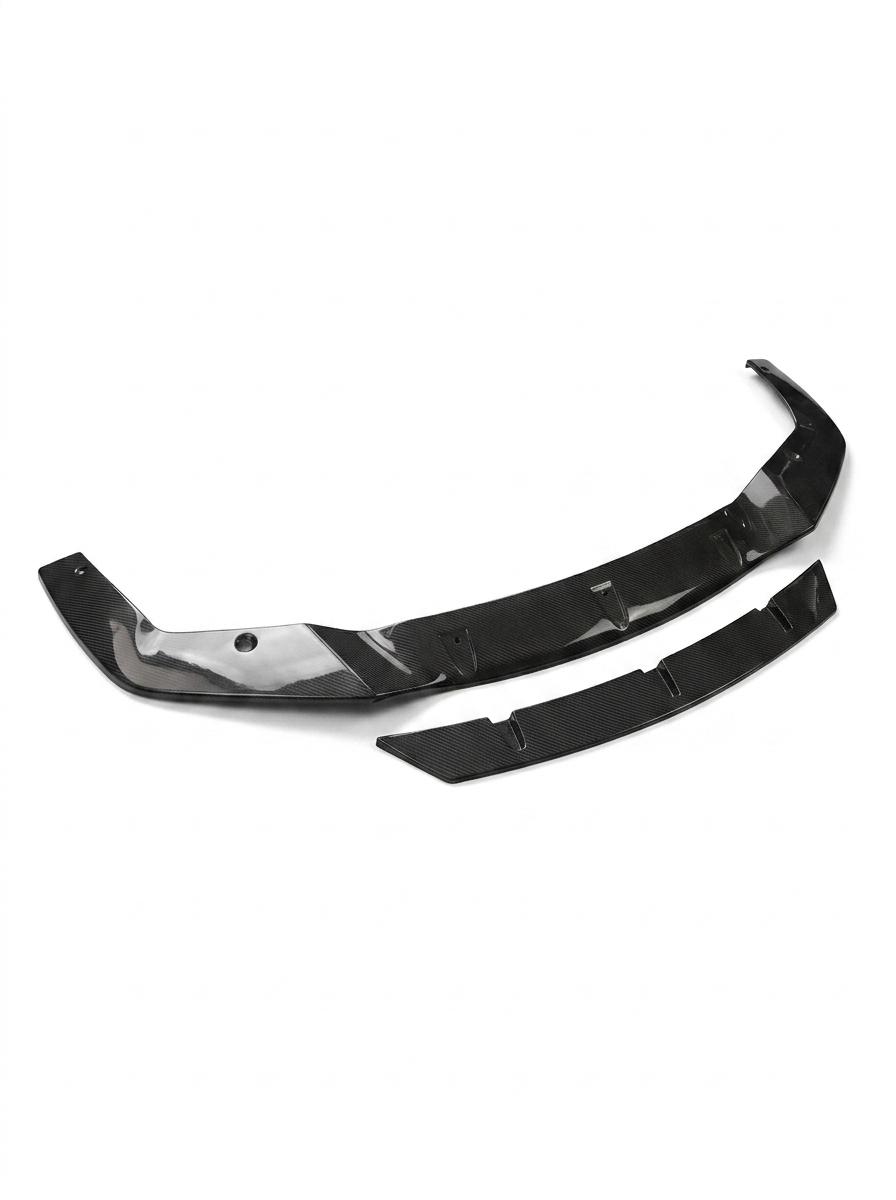 BMW 2 Series F87 M2 Carbon Fiber Front Lip by K2 Industries, enhancing the sporty front bumper with sleek carbon fiber finish.
