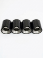 Set of four carbon fiber exhaust tips for BMW M series, 60-80mm inlet, featuring sleek black finish and brand logo.