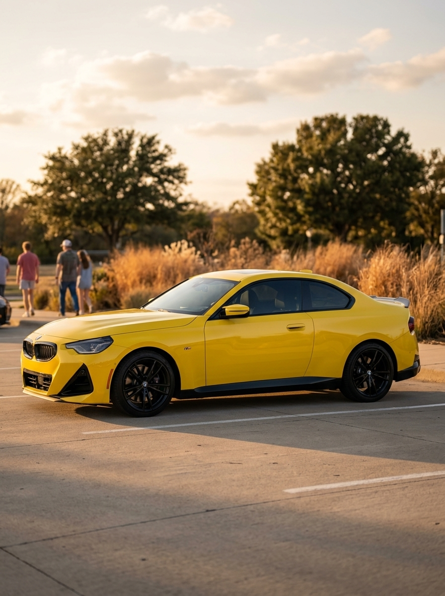BMW 2 Series G42 MP Style carbon fiber spoiler by K2 Industries, showing sleek, aerodynamic design on a 2022+ model.