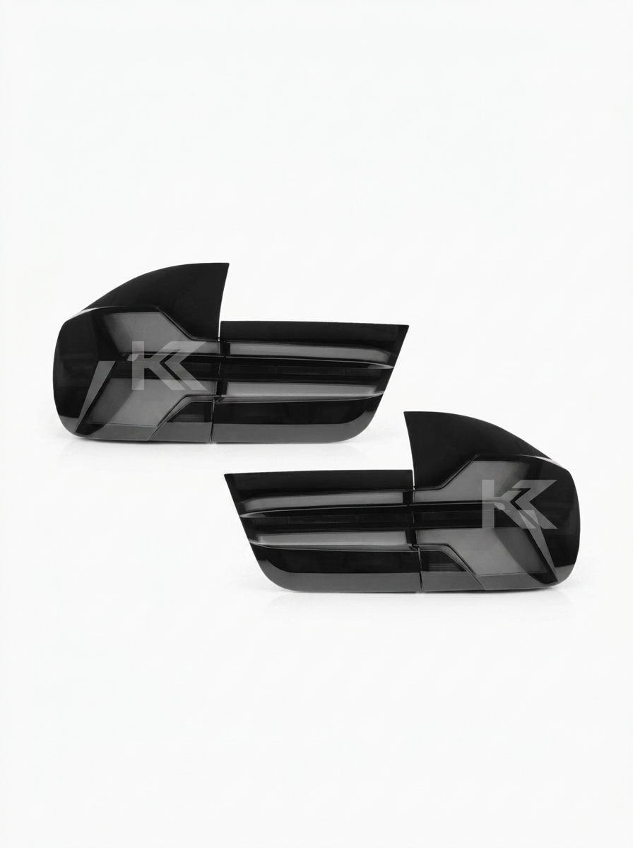 BMW X5 E70 tail light assembly with 35W LED running lights and dynamic turn signal, replacement part by K2 Industries.