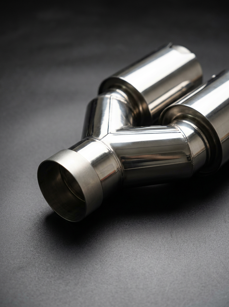 BMW universal fit carbon fiber dual muffler tips by K2 Industries, showing sleek, polished carbon fiber tips on a vehicle exhaust system.