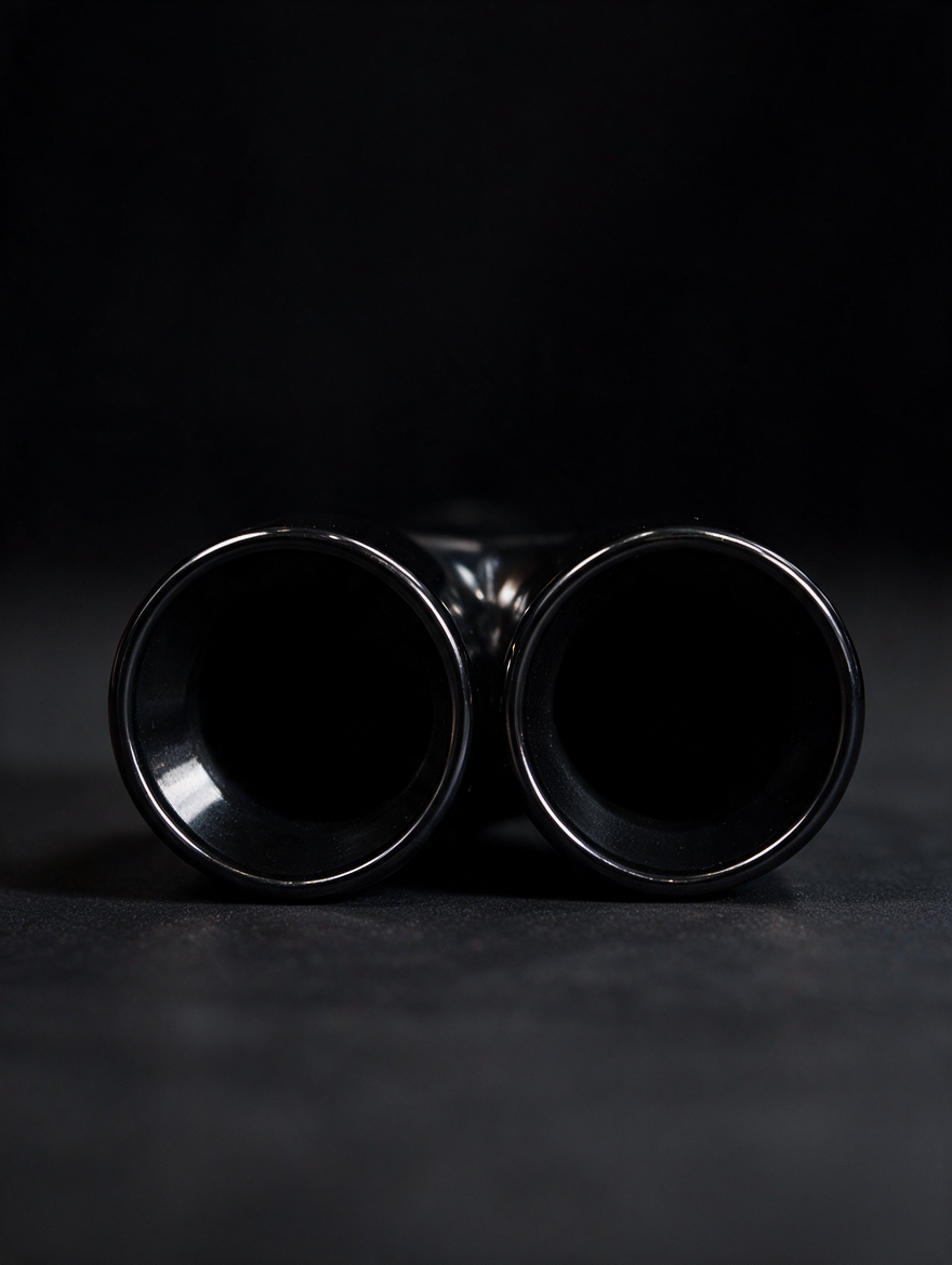 BMW 2/3/4 Series G42 G20 G21 G23 black stainless steel dual muffler tips by K2 Industries on a vehicle.