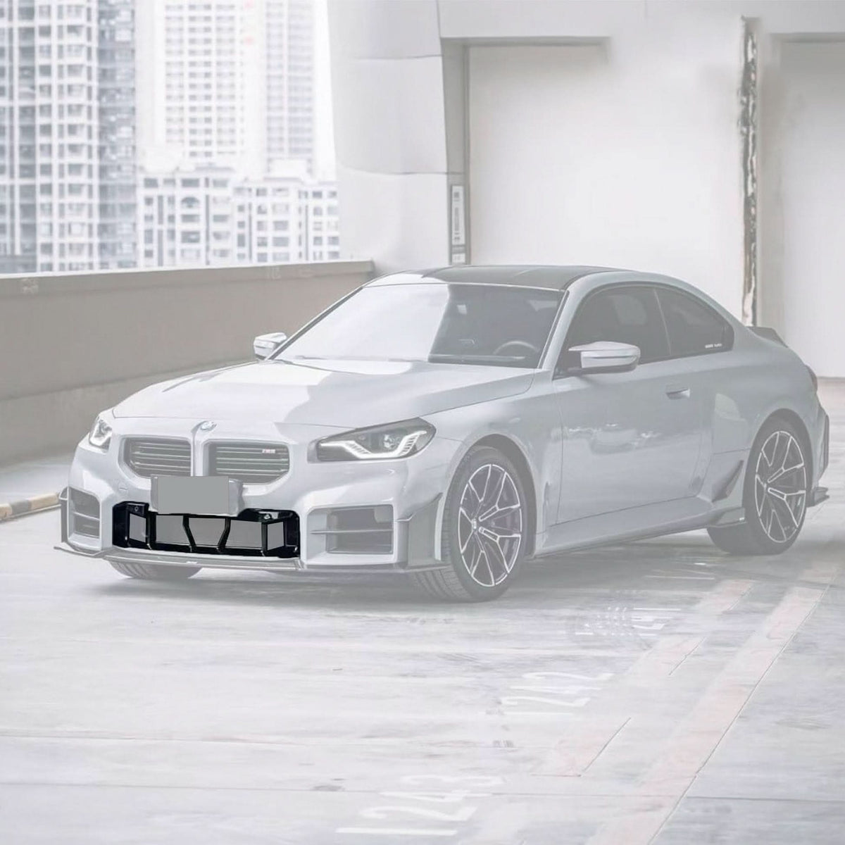 BMW 2 Series G87 M2 carbon fiber front bumper center lower grille kit by K2 Industries, featuring sleek, lightweight design and detailed mesh.