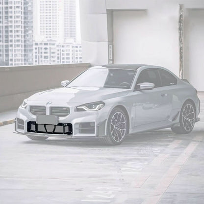 BMW 2 Series G87 M2 carbon fiber front bumper center lower grille kit by K2 Industries, featuring sleek, lightweight design and detailed mesh.