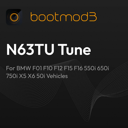Bootmod3 N63TU tuning module for BMW F01, F10, F12, F15, F16 550i, 650i, 750i, X5, X6 50i vehicles, installed on engine.