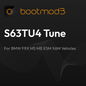 Bootmod3 S63TU4 tuning for BMW F9X M5 M8 X5M X6M vehicles, showcasing the engine bay with tuned components and branding.
