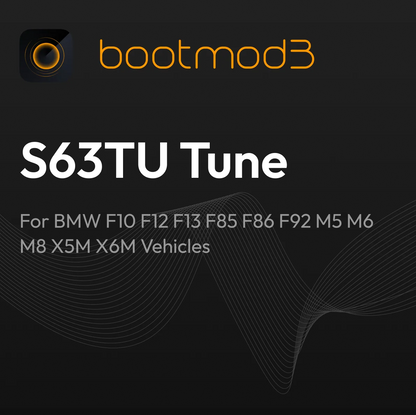 Bootmod3 S63TU tuning module for BMW F10, F12, F13, F85, F86, F92 M5, M6, M8, X5M, X6M vehicles, installed on engine.