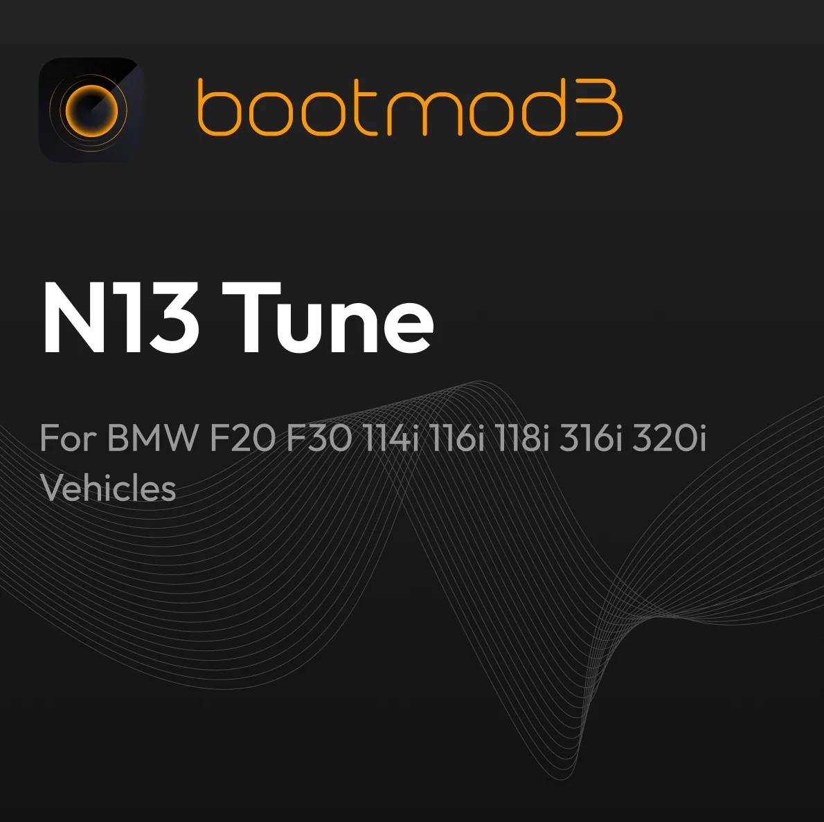 BOOTMOD3 N13 tuning module for BMW F20 F30 114i 116i 118i 316i 320i engine control unit, installed in a BMW vehicle.