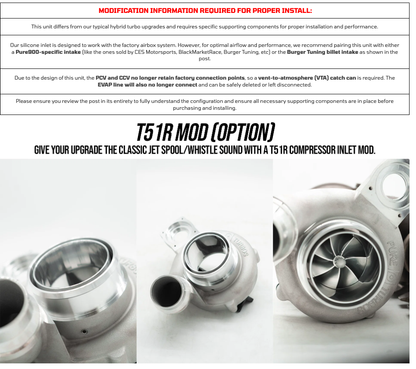 BMW B58 Gen 2 engine tuning module by BOOTMOD3 TUNING USA, shown mounted on a BMW engine with wiring connections.