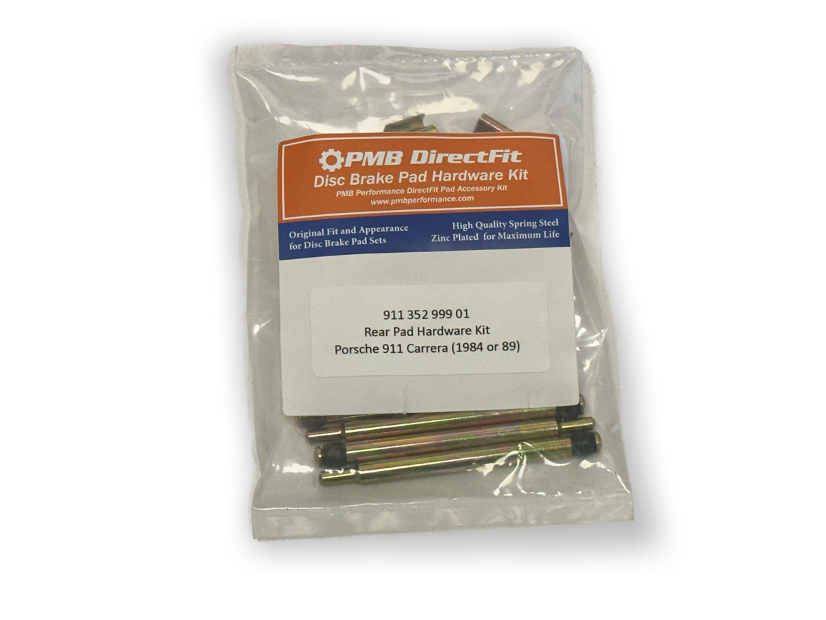 Porsche 911 Carrera rear pad hardware kit by PMB Performance, includes brake pad clips and mounting components for models 1984-89.
