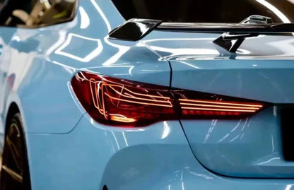 Vekto CSL laser tail lights for BMW G22 4 Series and G82 M4, featuring sleek design and LED light strips.