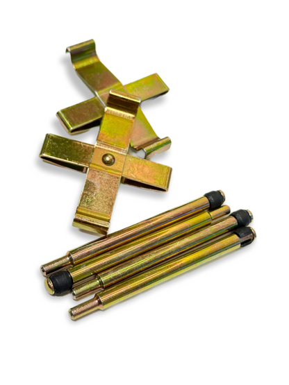 Porsche 914-4 front pad hardware kit by PMB Performance, includes metal clips and brackets for 1973-76 brake assembly.