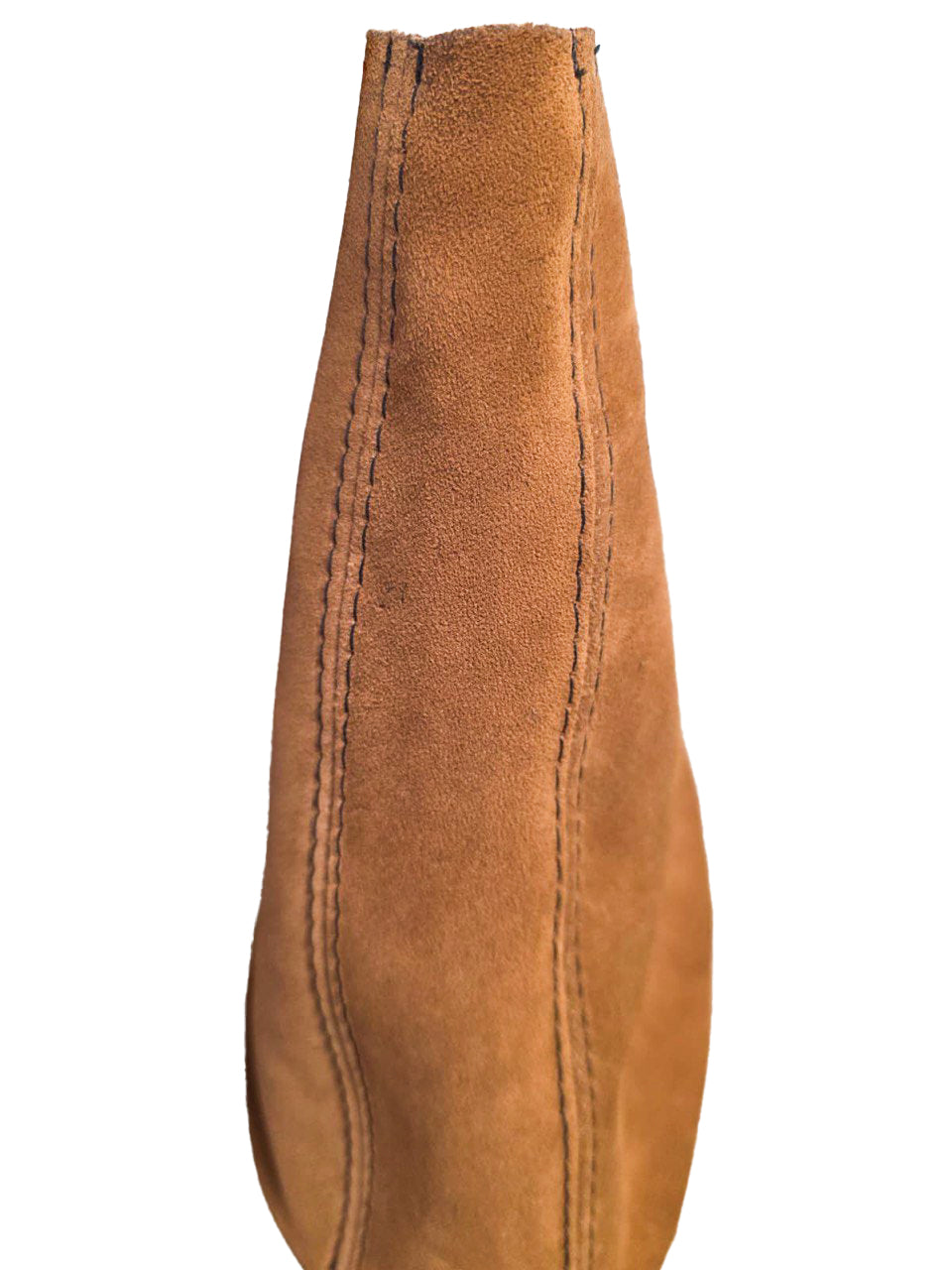 Kalahari brown suede shift and parking brake boot cover for BMW E36 and E46 3 Series, custom upholstery by JTS.