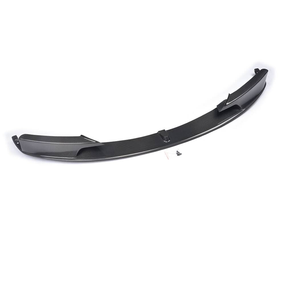 Carbon fiber P-style front lip for BMW F30 M Sport and M Tech, sleek aerodynamic enhancement for 2012-2017 BMW F30 models.