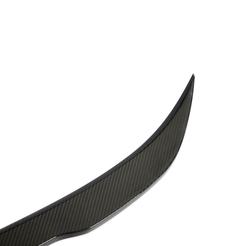Dry carbon fiber rear trunk spoiler for BMW F30/F35 3 Series and F80 M3, sleek aerodynamic design by K2 Industries.