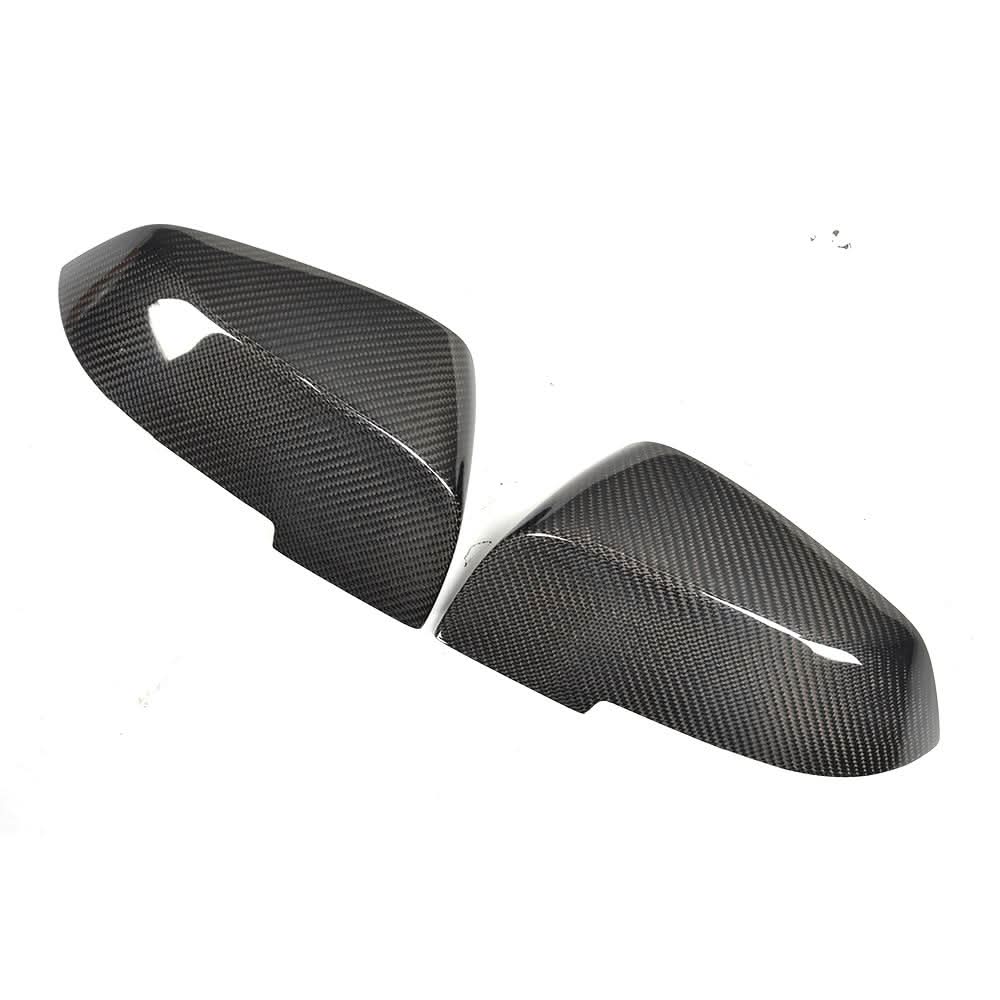 K2 Industries carbon fiber mirror covers for BMW F10 F11 F18 5 Series 2014-2016, performance style, shiny carbon fiber finish