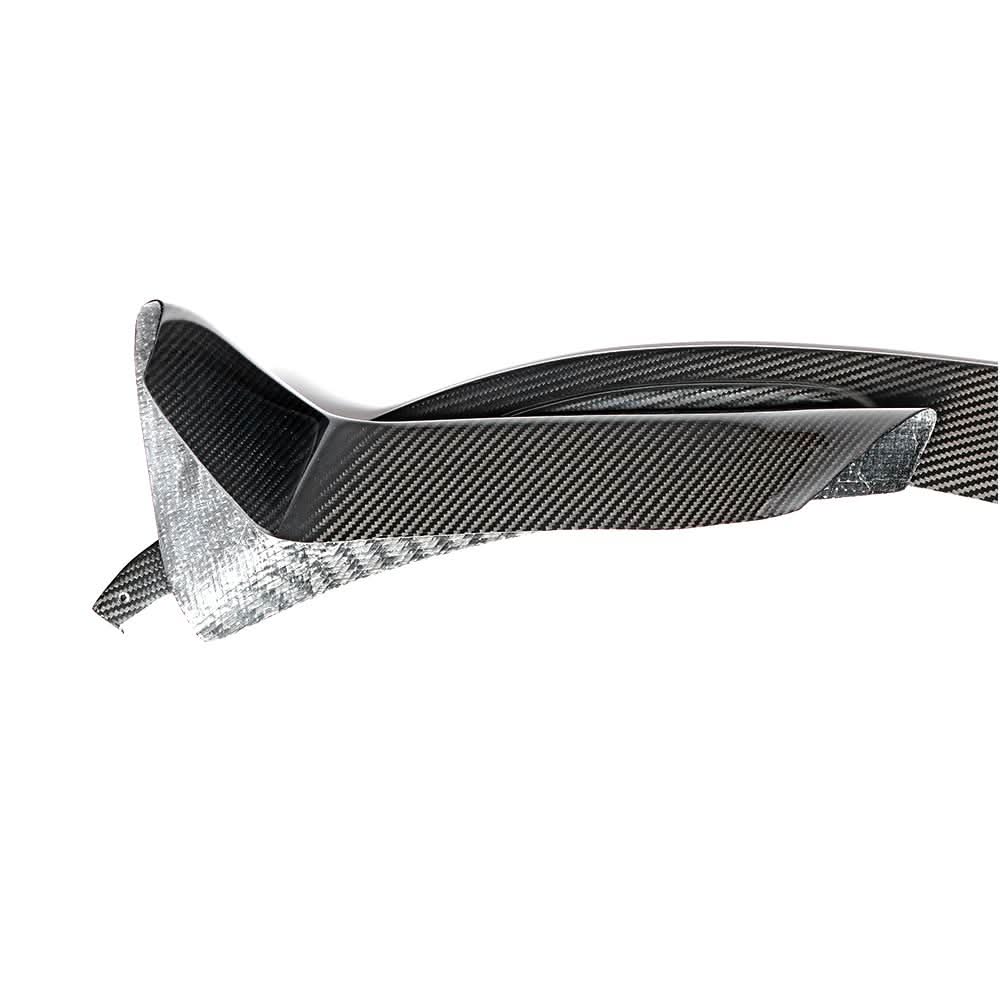 Performance dry carbon front lip splitter set for BMW F80 M3 and F82 F83 M4, featuring three-piece design from K2 Industries