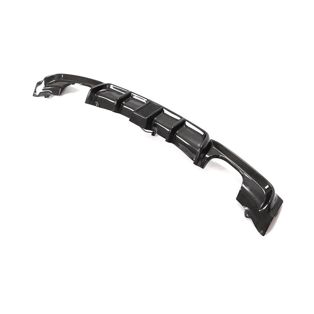Carbon fiber rear diffuser with integrated LED brake light for BMW F30 & F31 M Sport, 2013-2018, by K2 Industries.