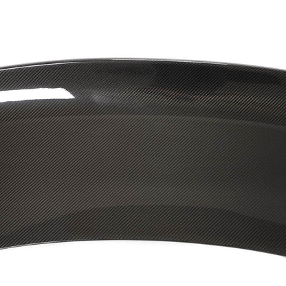 K2 Industries carbon fiber trunk lid with high ducktail for BMW F32 4-Series and F82 M4 coupe, 2014-2020, showcasing sleek aerodynamic design.