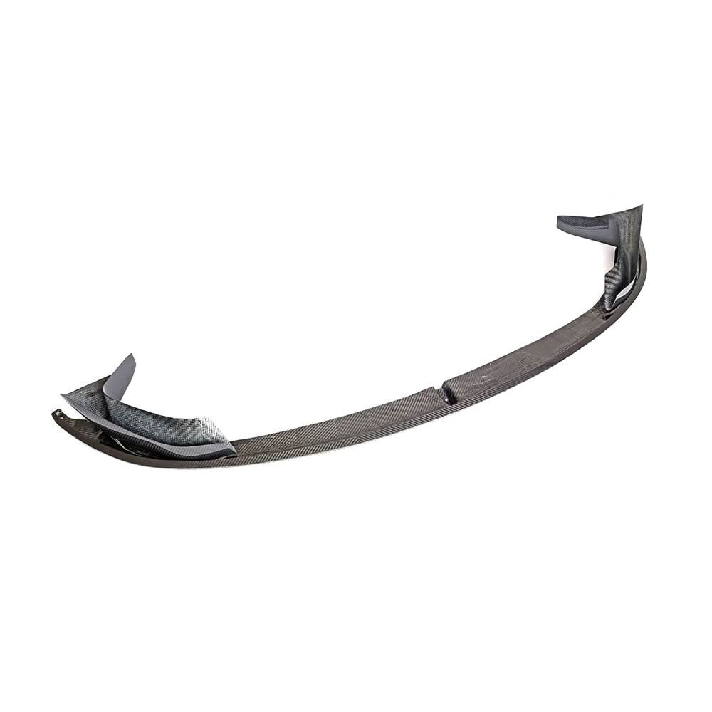 Performance Dry Carbon front lip splitter set for BMW F80 M3 and F82 M4, showcasing sleek carbon fiber design.