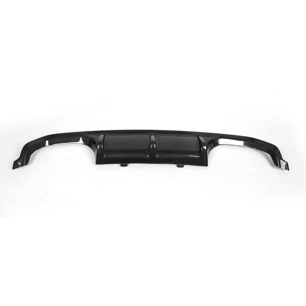 BMW F80 M3 and F82/F83 M4 carbon fiber rear diffuser by Palenon Performance, showcasing sleek aerodynamic design and high-quality material.
