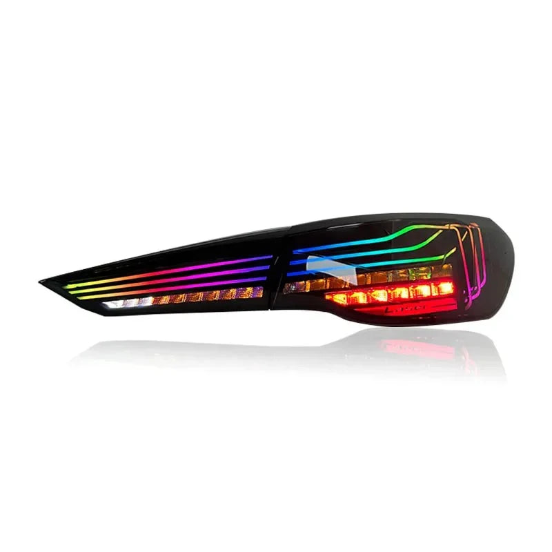 RGB CSL Style OLED BMW G22 G23 G26 G82 G83 M4 tail lights by Vekto, showcasing sleek LED OLED tail light design.