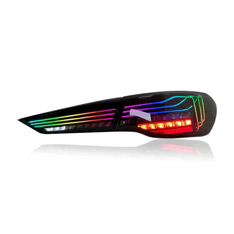 Vekto RGB CSL Style OLED tail lights for BMW G22 G23 G26 4 Series and G82 G83 M4, showcasing sleek LED lighting design