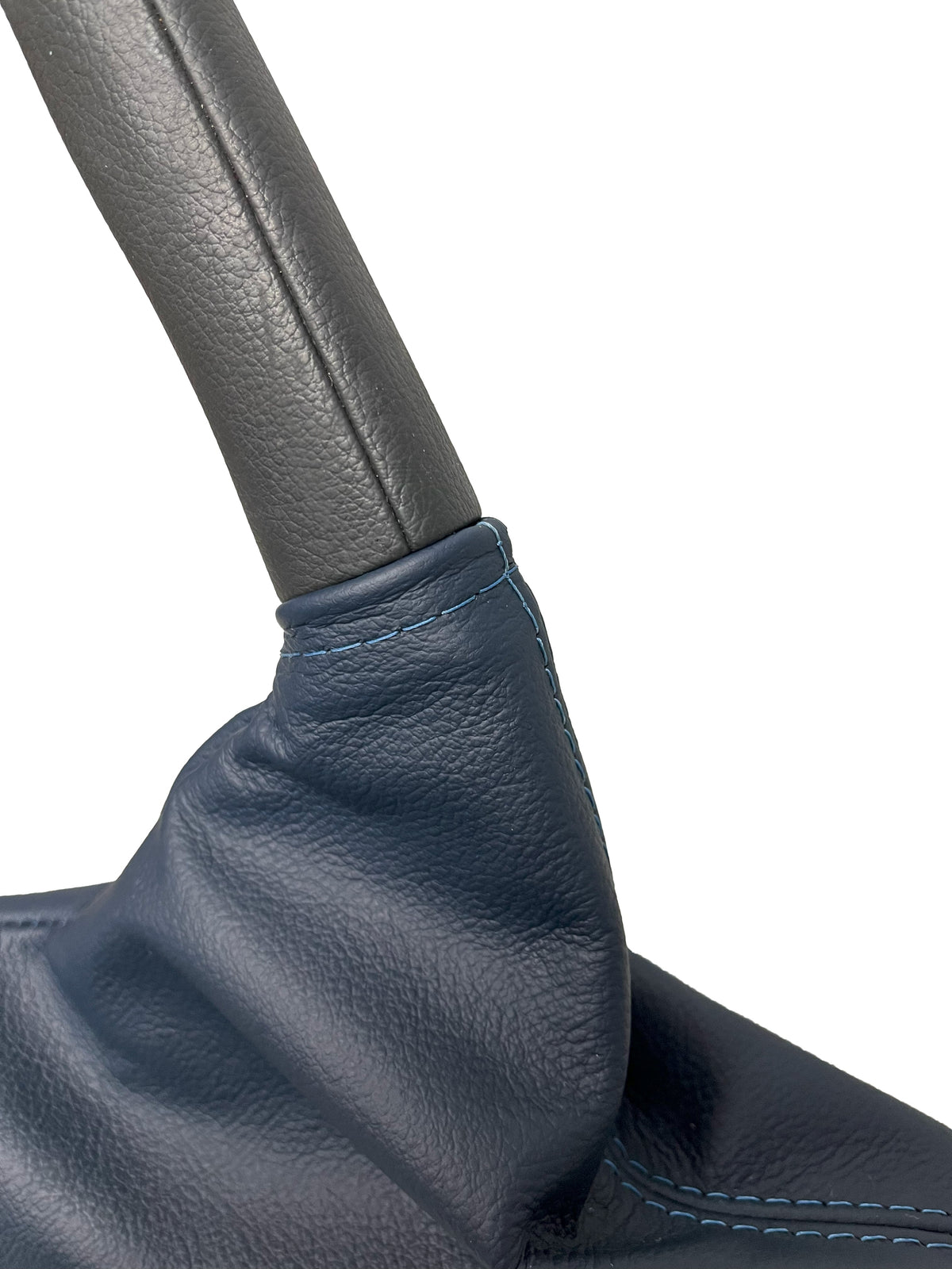 Mercedes-Benz E-Class parking brake boot cover in blue leather, designed for 1997-2004 Porsche Boxster 911 986 996 models.