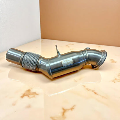 Palenon Performance B48 Racing Downpipe for BMW G & F chassis including 120i to X4 models, showcasing durable stainless steel construction.