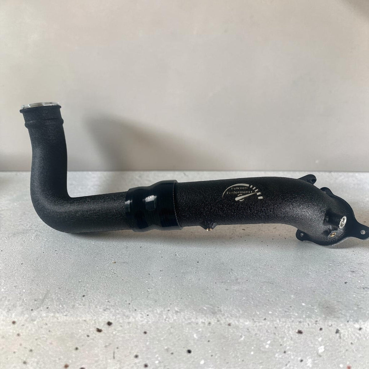Palenon Performance B48 B46 charge pipe for BMW F & G chassis and Supra 2.0T, visible with metallic finish and inlet connections.
