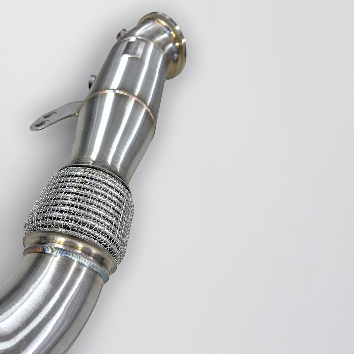 Palenon Performance B58 Racing Downpipe in stainless steel for BMW models including M340i, X5, 740i, and more.