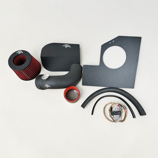 Palenon Performance cold air intake for BMW B48 and B46 engines, installed in a BMW 230i or 330i vehicle, showcasing the sleek design.