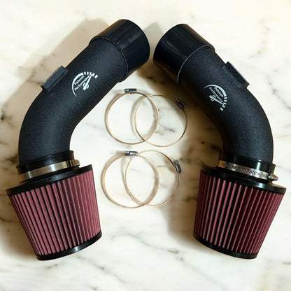 Palenon Performance high flow dual cone air intake kit for BMW M5 F10 and M6 F12 models, showing the dual cone filters and intake tubing.