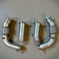 Palenon Performance S68 Racing Downpipes for BMW G90 G99 M5, showing polished stainless steel construction and connection points.
