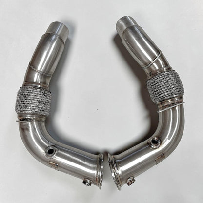 Palenon Performance BMW S63 Race Downpipe for F10 M5, F12 M6, F06, F13 M6, featuring high-performance exhaust components