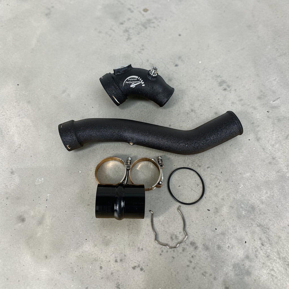Palenon Performance N55 aluminum charge pipes for BMW 335i, 435i, M2, M135i, X3, and X4 engine upgrade, metal piping system.