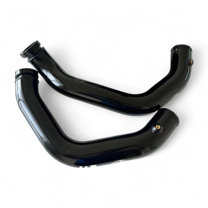 Aluminum S55 charge pipe upgrade for BMW F87 M2C, F80 M3, F82 M4 by Palenon Performance, showing the sleek, polished pipe.