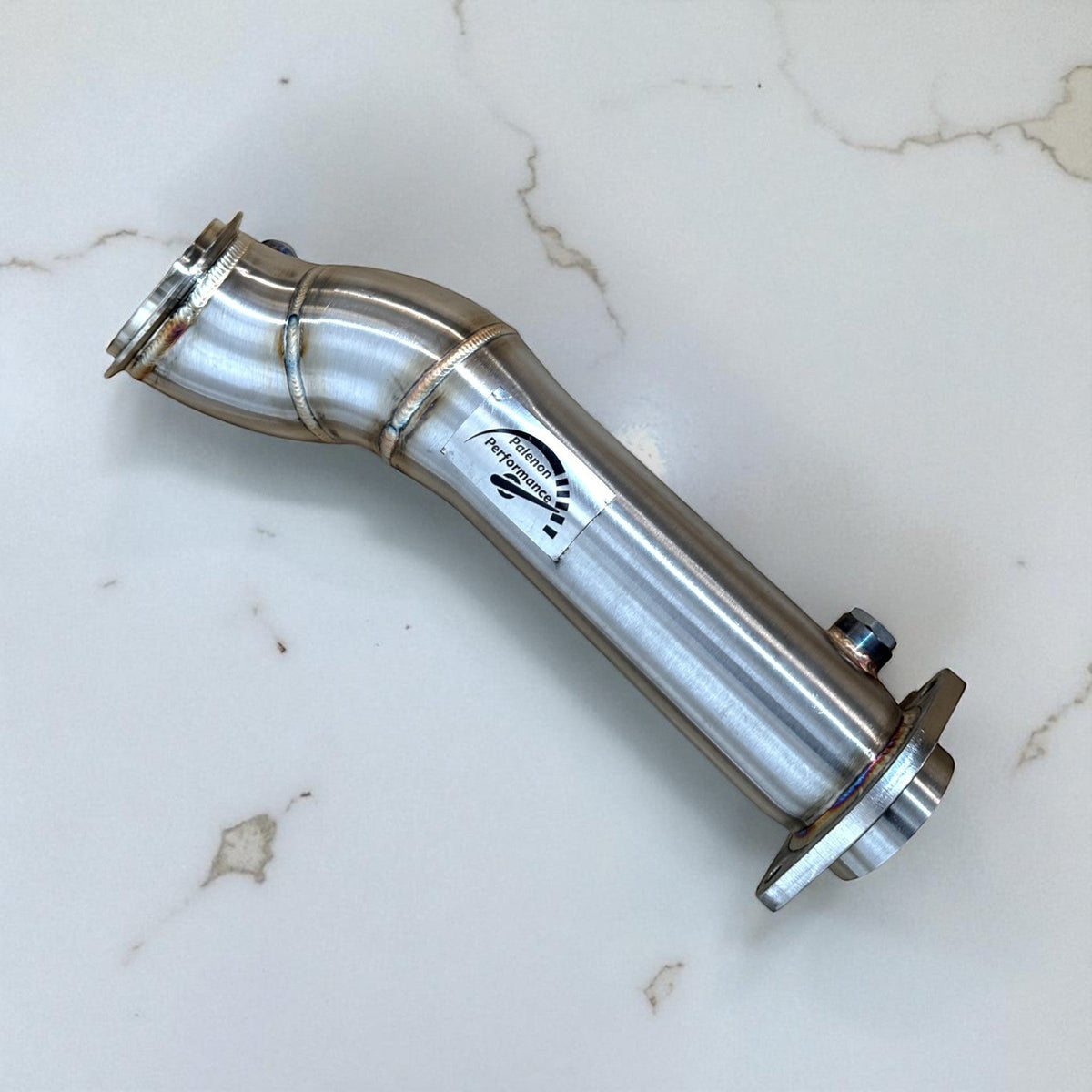 High Flow S58 Race Downpipe for BMW M3 G80, M2 G87, M4 G82 G83 by Palenon Performance, featuring a catless design and high-performance build.