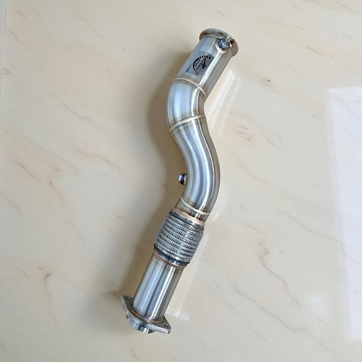 Palenon Performance S58 stainless steel downpipe for BMW M3 G80, M2 G87, M4 G82 G83, showing the sleek pipe and welds