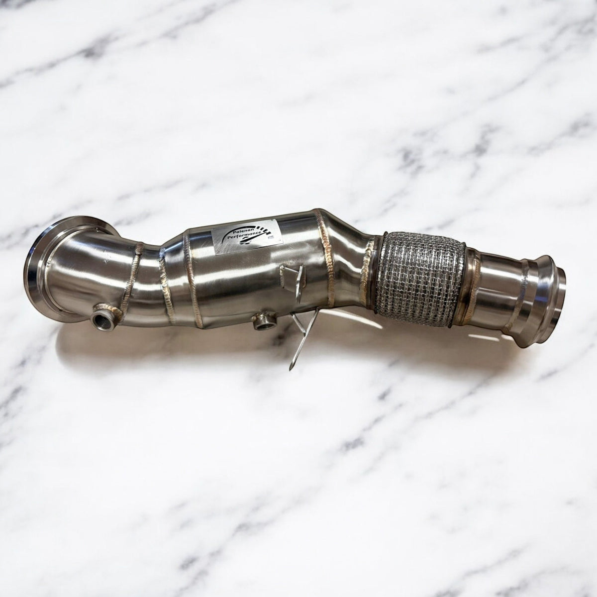 Palenon Performance stainless steel racing downpipe for BMW B48 B46 G & F chassis, compatible with 120i to X4 models.