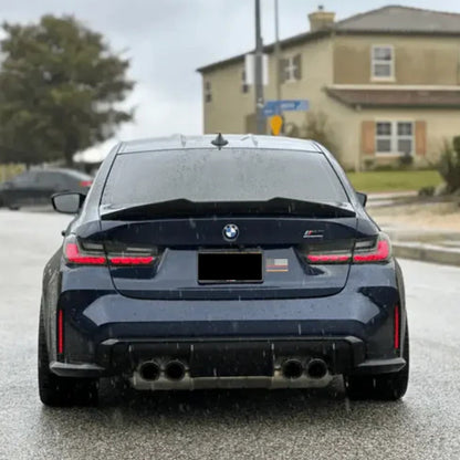 Carbon fiber PSM trunk spoiler for BMW G80 M3 and G20 3 Series, designed by Palenon Performance, with a high kick style.