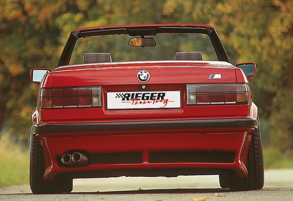 K2 Industries vented rear apron for BMW E30 convertible pre-1987, automotive body part with vented design, black finish