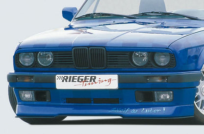 K2 Industries BMW E30 front splitter for Rieger front lip, made of durable material, enhancing aerodynamics and sporty look.
