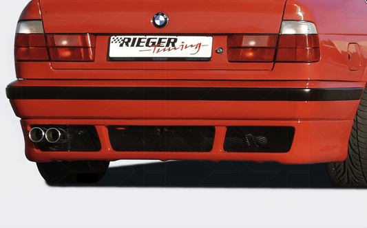 BMW E34 Sedan/Wagon vented rear apron by K2 Industries, designed to resemble E39 style for a sleek, sporty look.