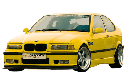 K2 Industries Rieger BMW E36 Compact Side Skirts V2 installed on a car, showcasing sleek, aerodynamic side skirts for BMW E36 Compact model.