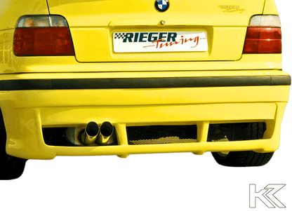 BMW E36 Compact side skirts with vented rear skirt extension by K2 Industries, showcasing sleek design and vented details.