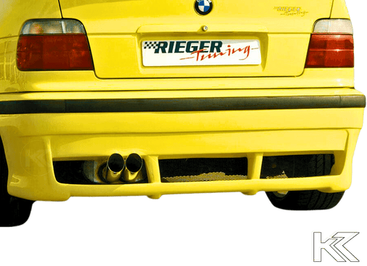 BMW E36 Compact side skirts with vented rear skirt extension by K2 Industries, showcasing sleek design and vented details.