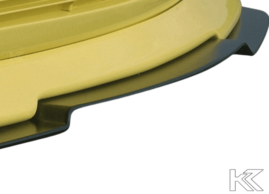 K2 Industries Rieger BMW E36 front splitter attached to Rieger front lip, enhancing aerodynamics and sporty look.