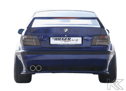 K2 Industries vented rear bumper for BMW E36 widebody, aftermarket bumper with vented design and sporty styling.