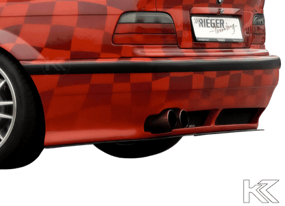 K2 Industries vented rear bumper for BMW E36 widebody, showcasing the sporty design and vented details.